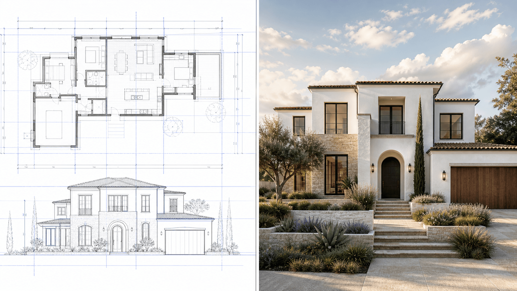 Blueprint to architectural render example